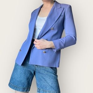 Vintage Small Wool Blazer Perwinkle Blue with Gold Buttons Deadstock NWT